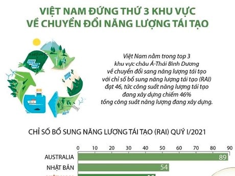 Việt Nam xếp thứ 3 khu vực châu Á-TBD về chuyển đổi năng lượng tái tạo
