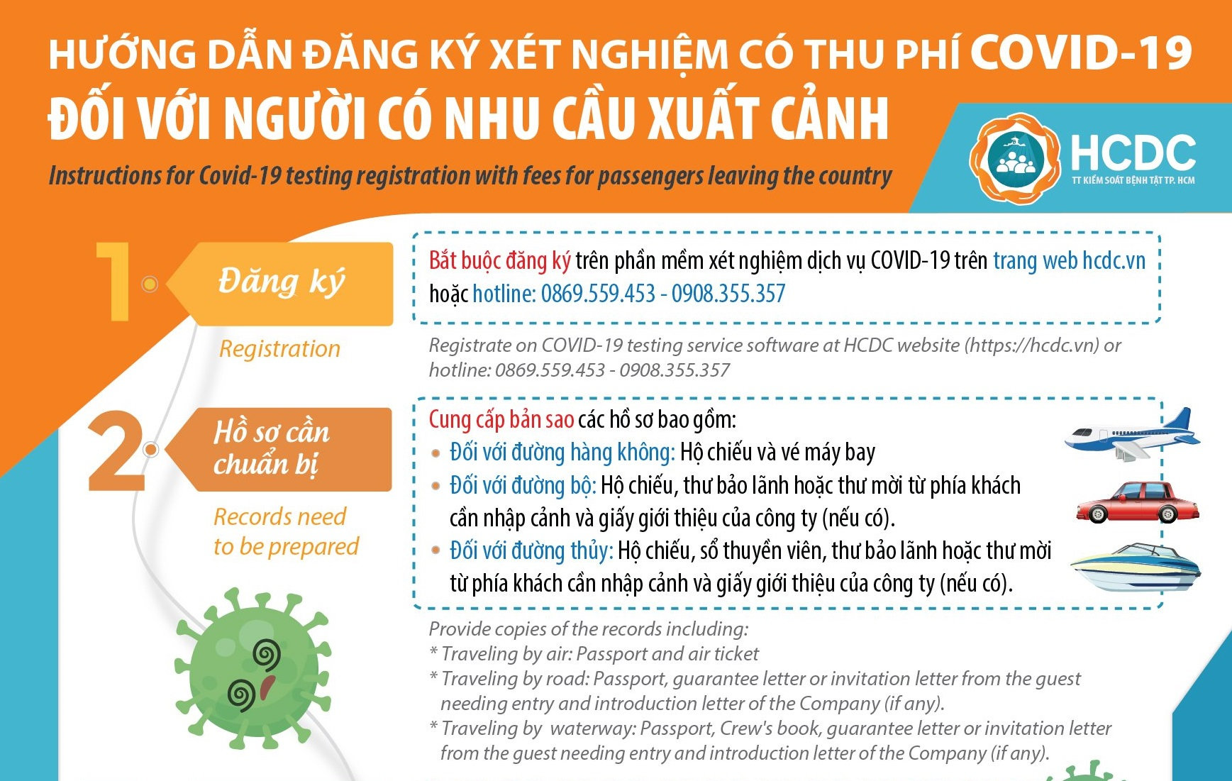 Hướng dẫn đăng ký xét nghiệm có thu phí COVID- 19 đối với người có nhu cầu xuất cảnh