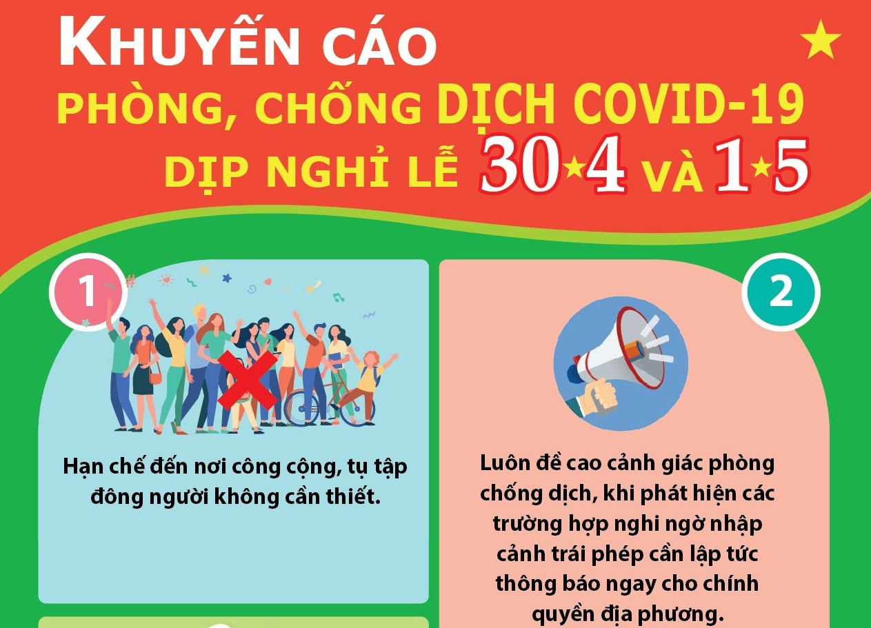 Khuyến cáo phòng, chống dịch COVID-19 dịp nghỉ lễ 30/4 và 1/5