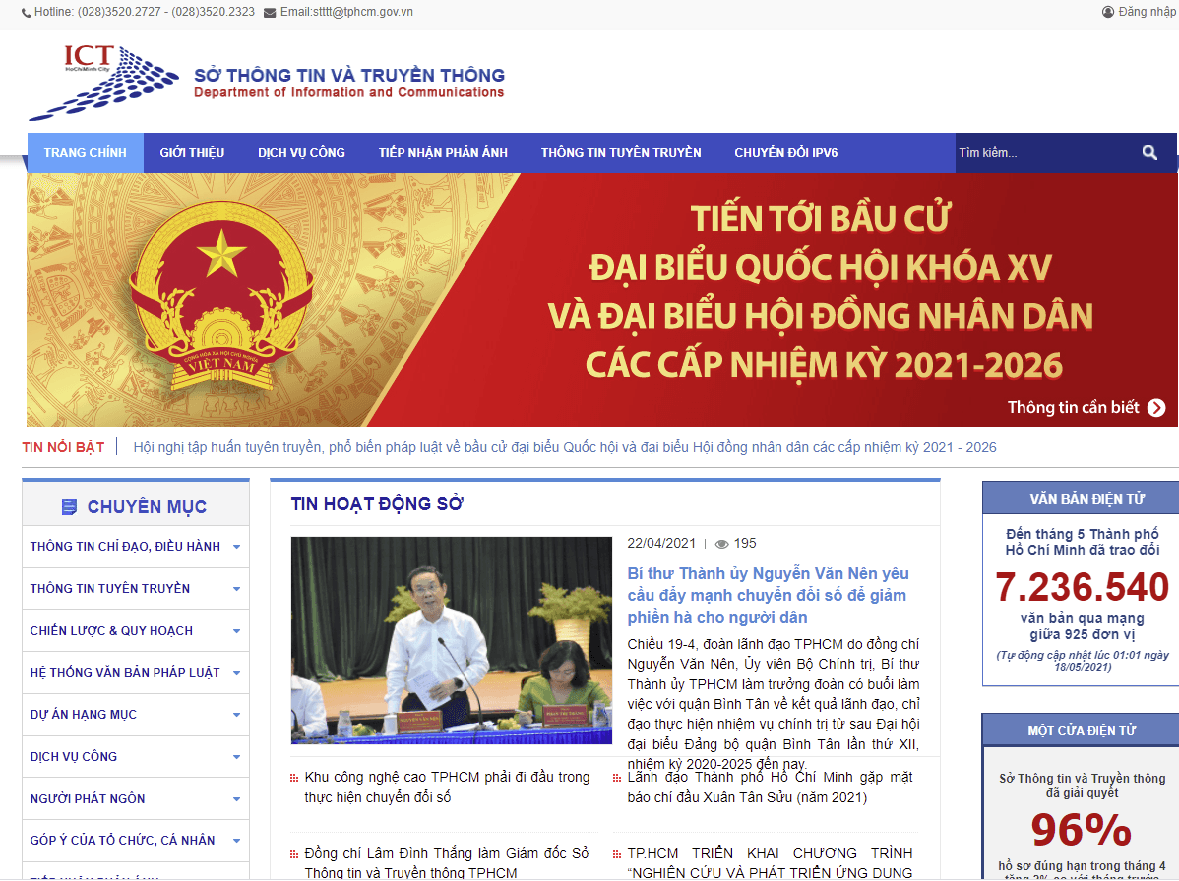 Cung cấp thông tin tổng hợp về bầu cử tại website của Sở Thông tin và Truyền thông TPHCM