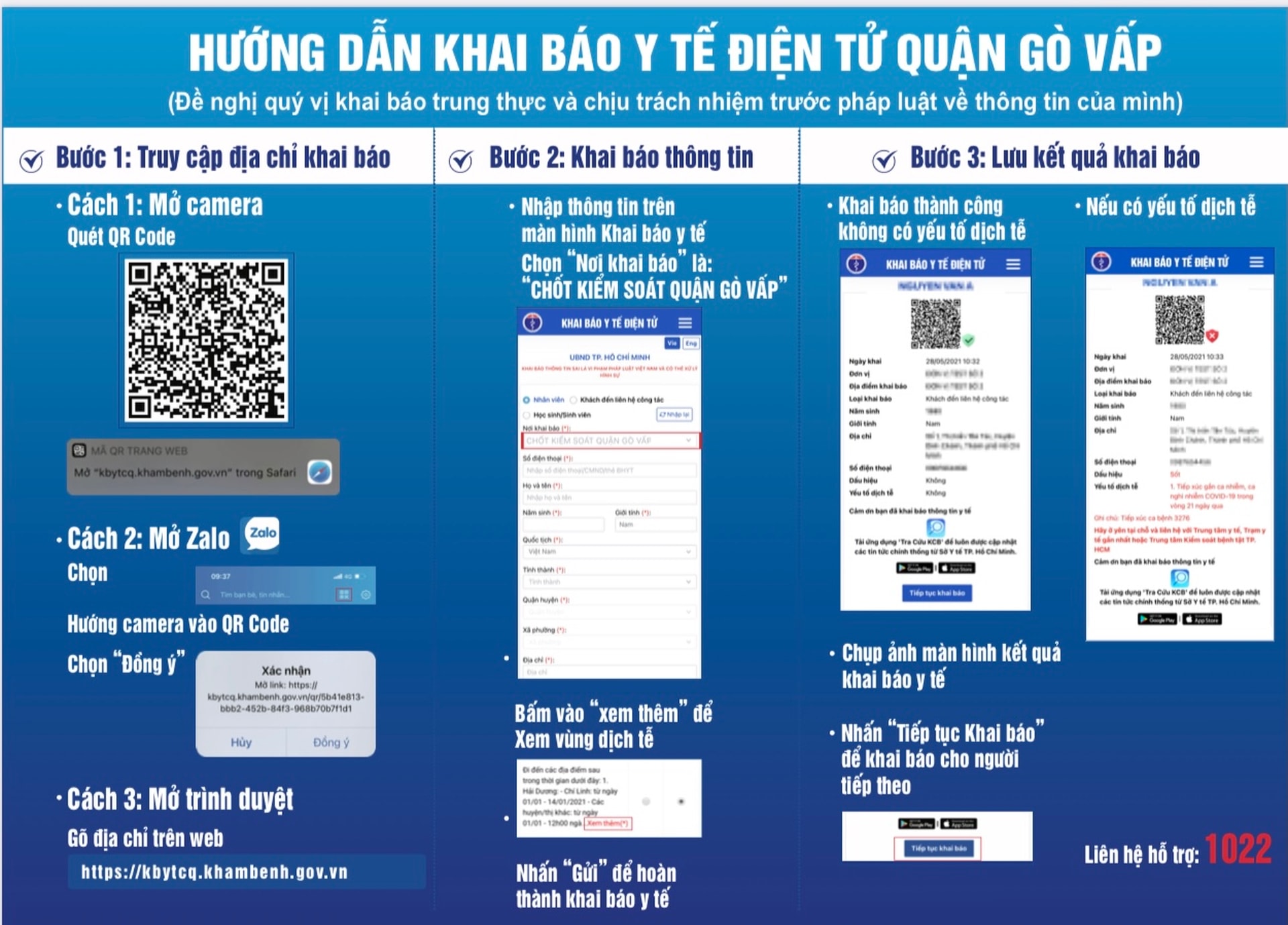 Từ 12 giờ ngày 03/6, người dân có thể khai báo y tế điện tử khi ra, vào khu vực quận Gò Vấp