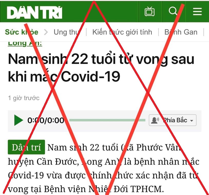 Đề nghị xử lý vi phạm báo điện tử Dân trí vì thông tin sai sự thật liên quan COVID-19