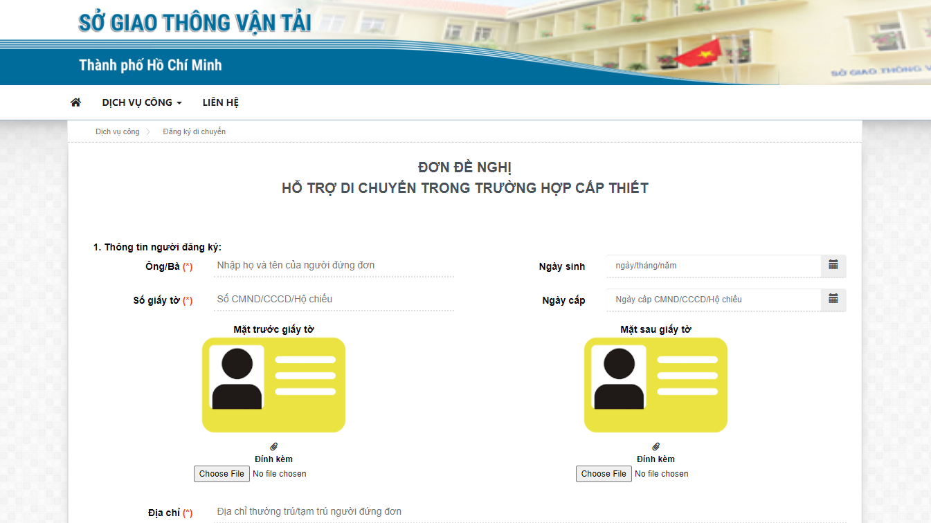 Hướng dẫn đăng ký hỗ trợ di chuyển trong trường hợp cấp thiết