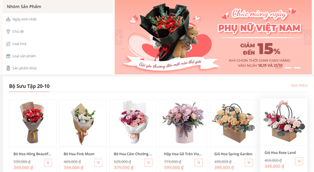Điện hoa đang là xu hướng mua hàng vào các dịp Lễ của nhiều người tiêu dùng hiện nay. (Ảnh chụp màn hình)