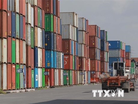 Tân cảng Cát Lái tiếp nhận hàng hóa. (Ảnh: Quang Châu/TTXVN)