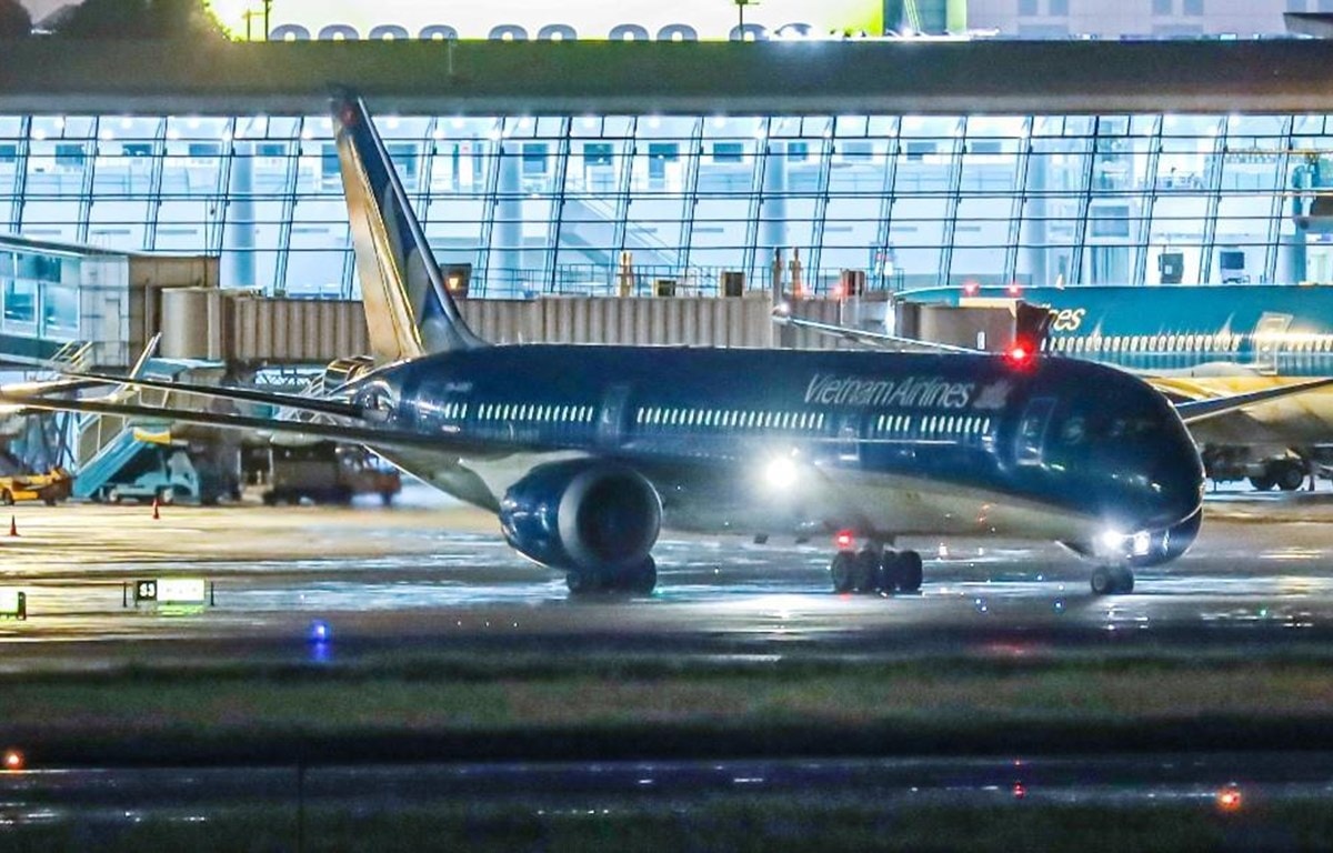Máy bay Boeing 787-9 của hãng hàng không Vietnam Airlines được sử dụng để bay thẳng thường lệ đến Mỹ. (Ảnh: CTV/Vietnam+)