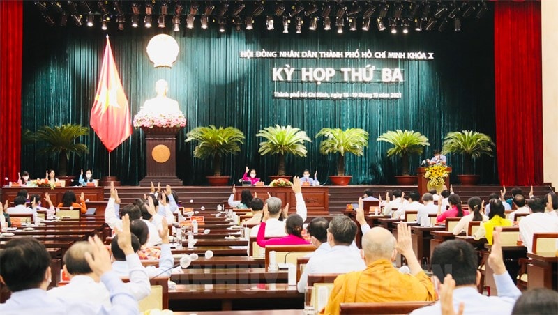 Quang cảnh kỳ họp thứ 3 HĐND TP khóa X, nhiệm kỳ 2021-2026.