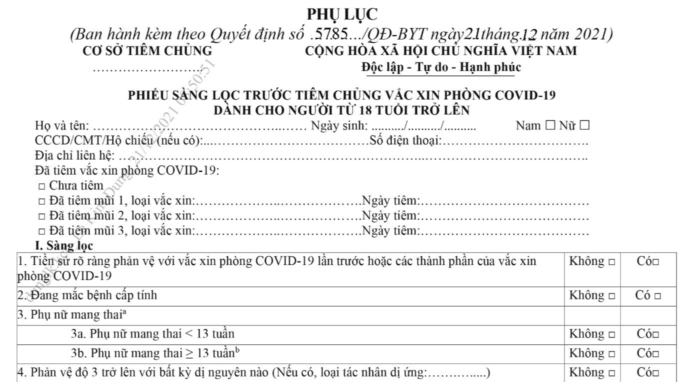 Bộ Y tế ban hành cập nhật hướng dẫn tạm thời khám sàng lọc trước tiêm chủng COVID-19