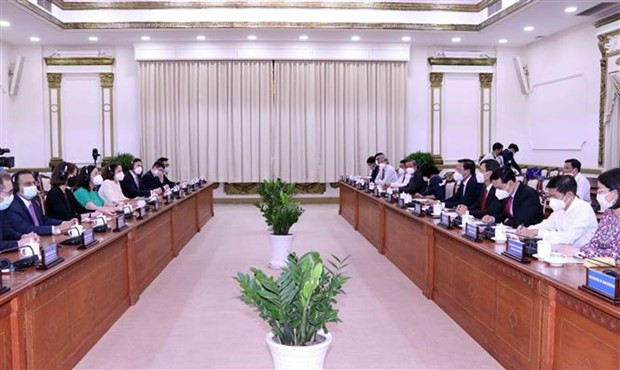 Quang cảnh buổi tiếp. (Ảnh: Xuân Khu/TTXVN)