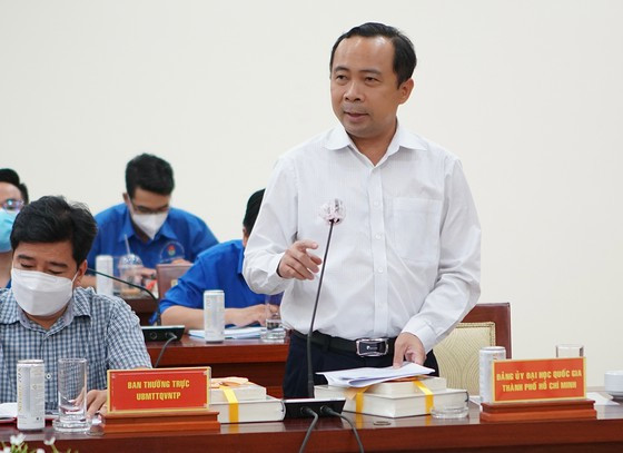 Giám đốc Đại học Quốc gia TPHCM Vũ Hải Quân phát biểu tại hội nghị. Ảnh: HOÀNG HÙNG