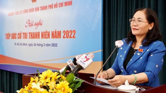 Phó Bí thư Thành ủy, Chủ tịch HĐND TPHCM Nguyễn Thị Lệ phát biểu tại hội nghị. Ảnh: HOÀNG HÙNG