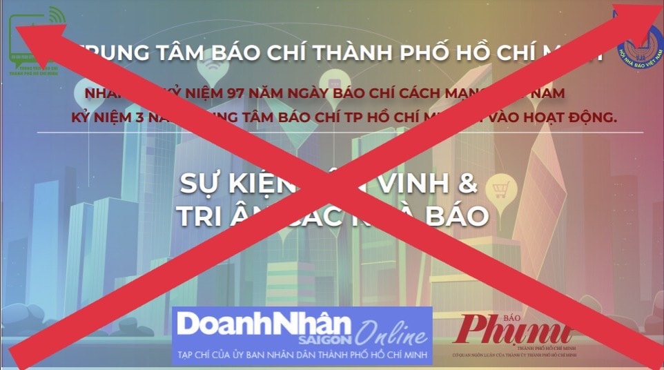 Cảnh báo: Thông tin Trung tâm Báo chí TPHCM tổ chức sự kiện tôn vinh, tri ân các nhà báo và kêu gọi tài trợ là giả mạo