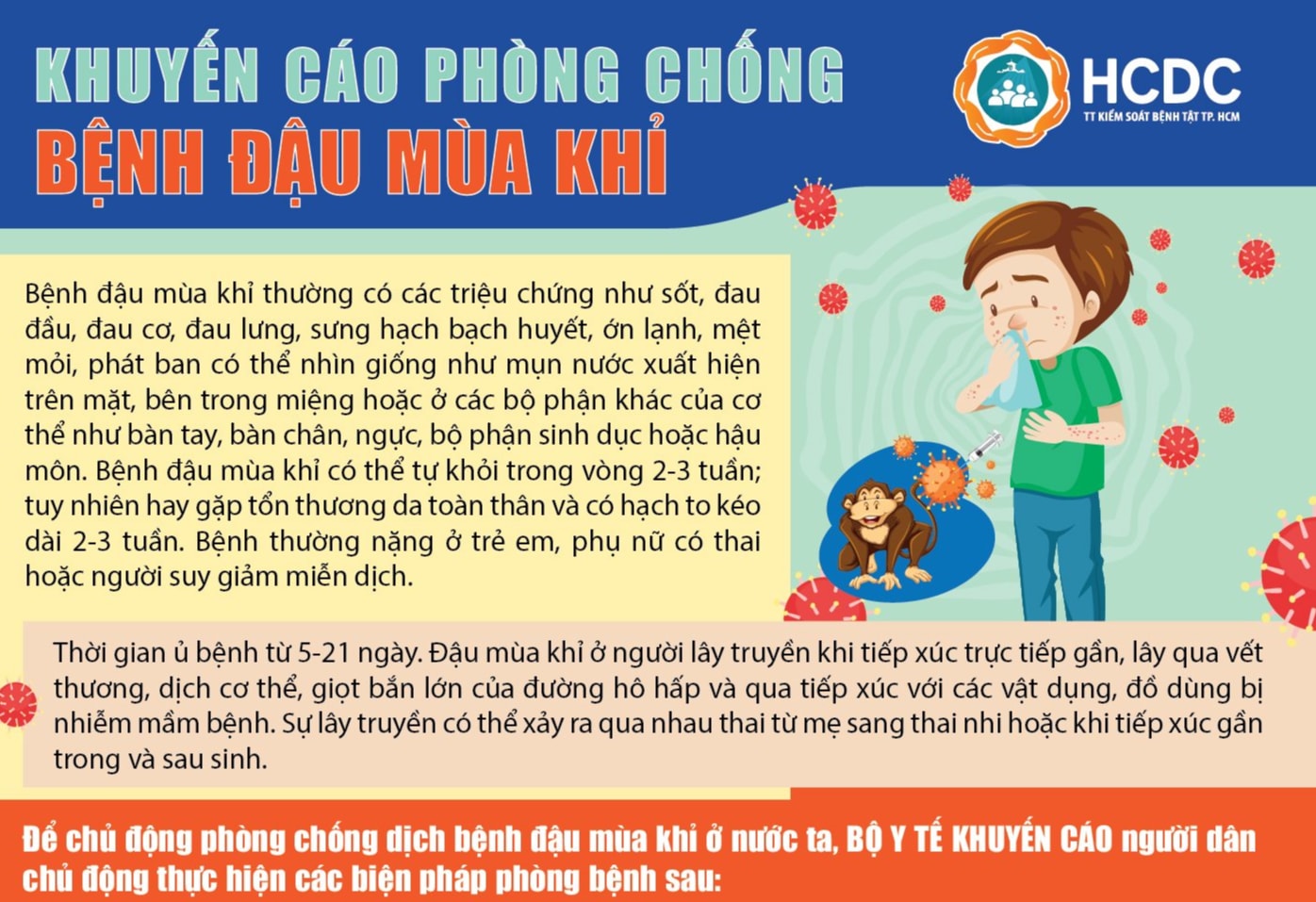 Khuyến cáo phòng, chống bệnh đậu mùa khỉ