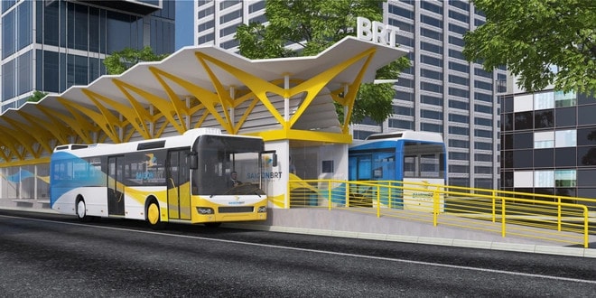 Thiết kế xe buýt và trạm dừng BRT tại TP.HCM. Ảnh: SGBRT.
