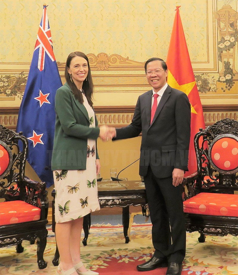 Chủ tịch UBND TPHCM Phan Văn Mãi tiếp bà Jacinda Ardern Thủ tướng New Zealand
