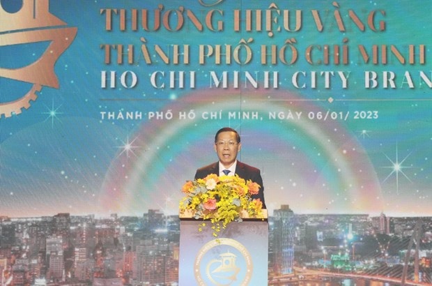 Phó Bí thư thường trực Thành ủy, Chủ tịch Ủy ban Nhân dân Thành phố Hồ Chí Minh Phan Văn Mãi phát biểu. (Ảnh: Mỹ Phương/TTXVN)