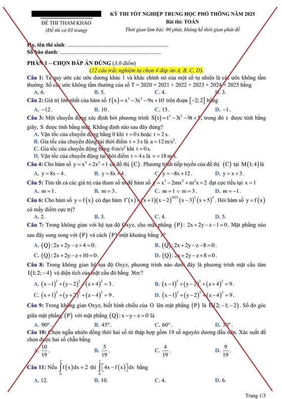 Bộ GD-ĐT bác bỏ đề thi tham khảo môn Toán kỳ thi tốt nghiệp THPT năm 2025 lan truyền trên mạng