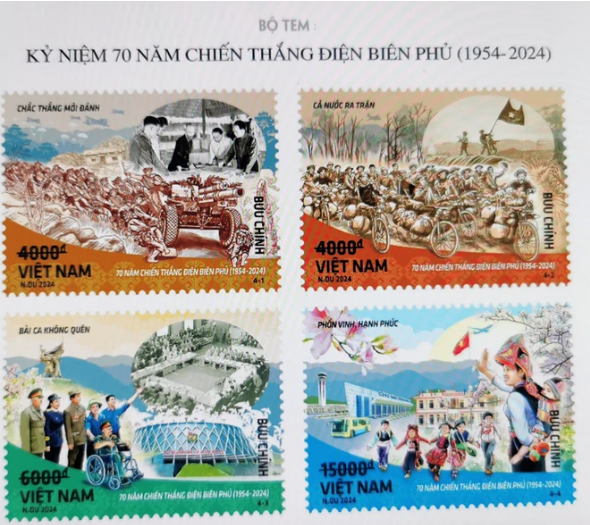 Bộ tem “Kỷ niệm 70 năm chiến thắng Điện Biên Phủ (1954 - 2024)”