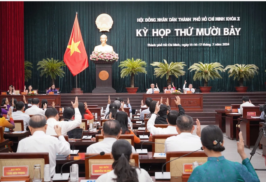 Phiên làm việc cuối cùng tại kỳ họp thứ 17, HĐND TP.HCM khóa X, sáng 17-7. Ảnh: THUẬN VĂN