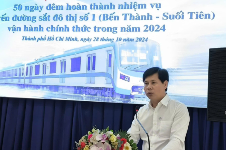 Ông Phan Công Bằng- Trưởng Ban Quản lý đường sắt đô thị TPHCM phát động 50 ngày đêm 'chạy đua' đưa metro số 1 vào khai thác cuối năm 2024. Ảnh: TK.